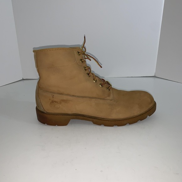 Vintage Timberland Boots Mens 12 Beige Leather Combat Ankle Work Made USA 10066 main image 9
